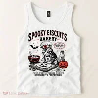 Spooky Biscuits Bakery Cat Halloween Treats Tank Top thumb 2