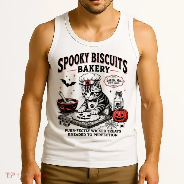 Spooky Biscuits Bakery Cat Halloween Treats Tank Top