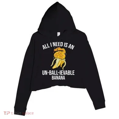 Snake Banana Ball Python Crop Fleece Hoodie