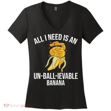 Snake Banana Ball Python Women's V-Neck T-Shirt