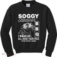 Soggy Beaver Bbq ItS Not All Over Your Face Eating It Wrong Kids Sweatshirt thumb 0
