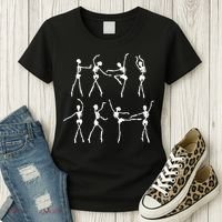 Skeleton Ballerinas Ballet Dance Cute Halloween Costume Girl Women's T-Shirt thumb 3