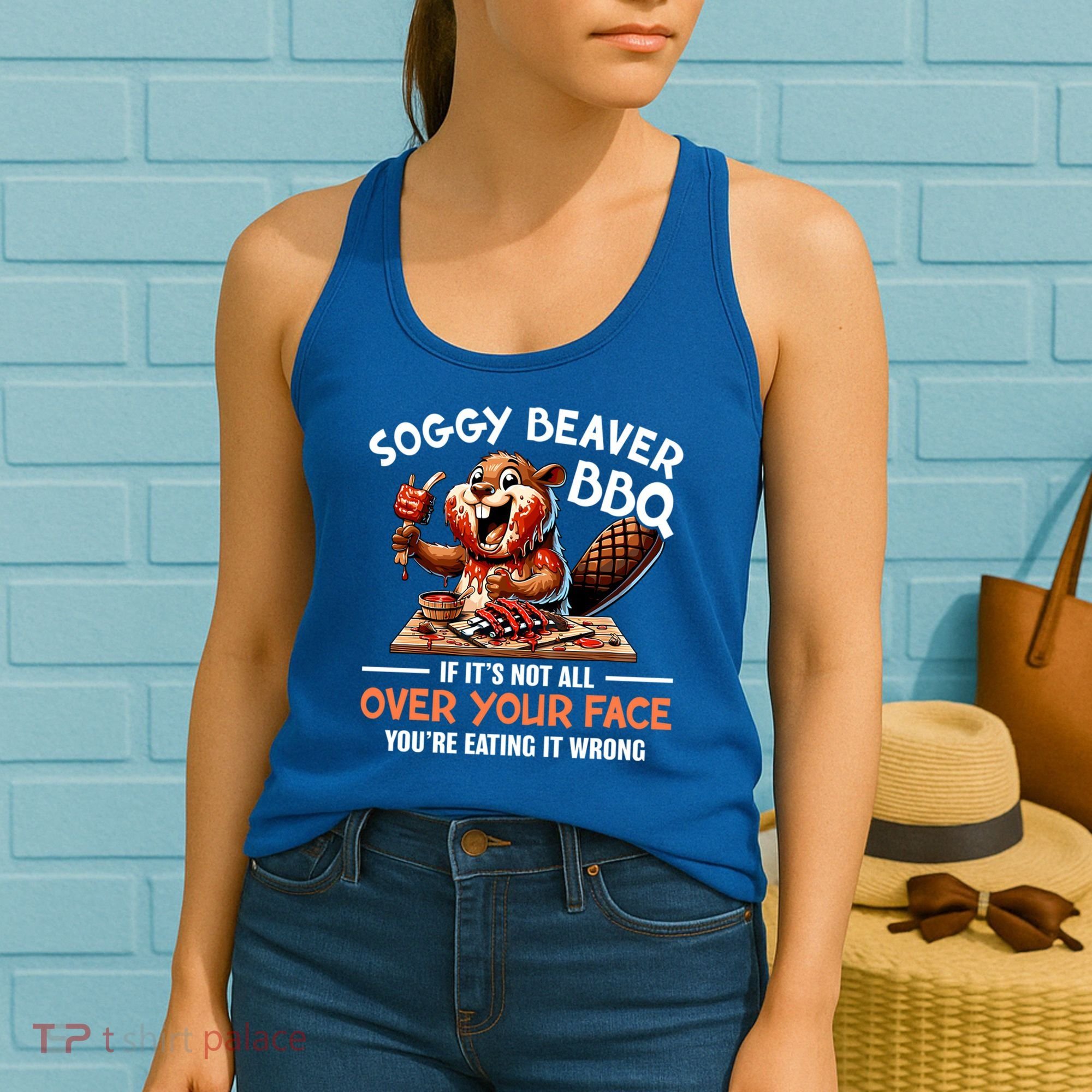 Soggy Beaver Bbq If It's Not All Over Your Face Cute Gift Women's Tank Top