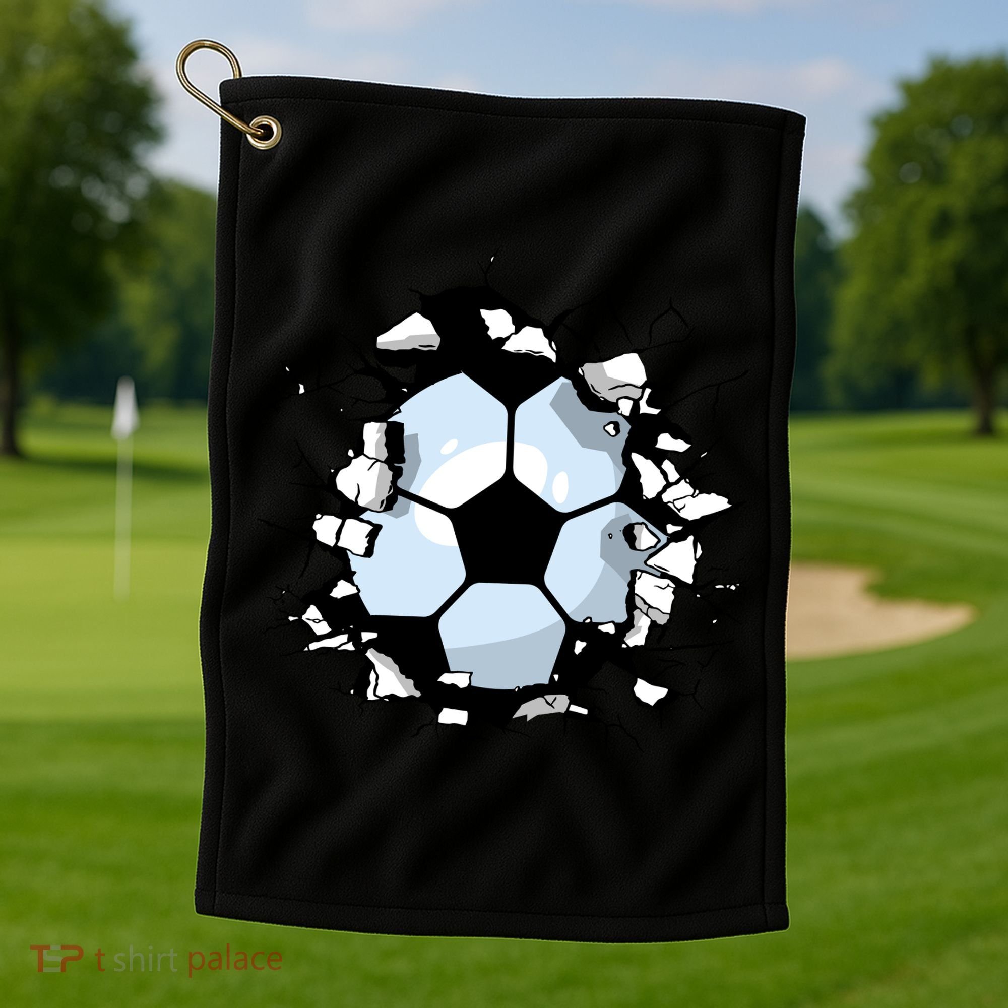 Soccer Ball Breakthrough Golf Towel