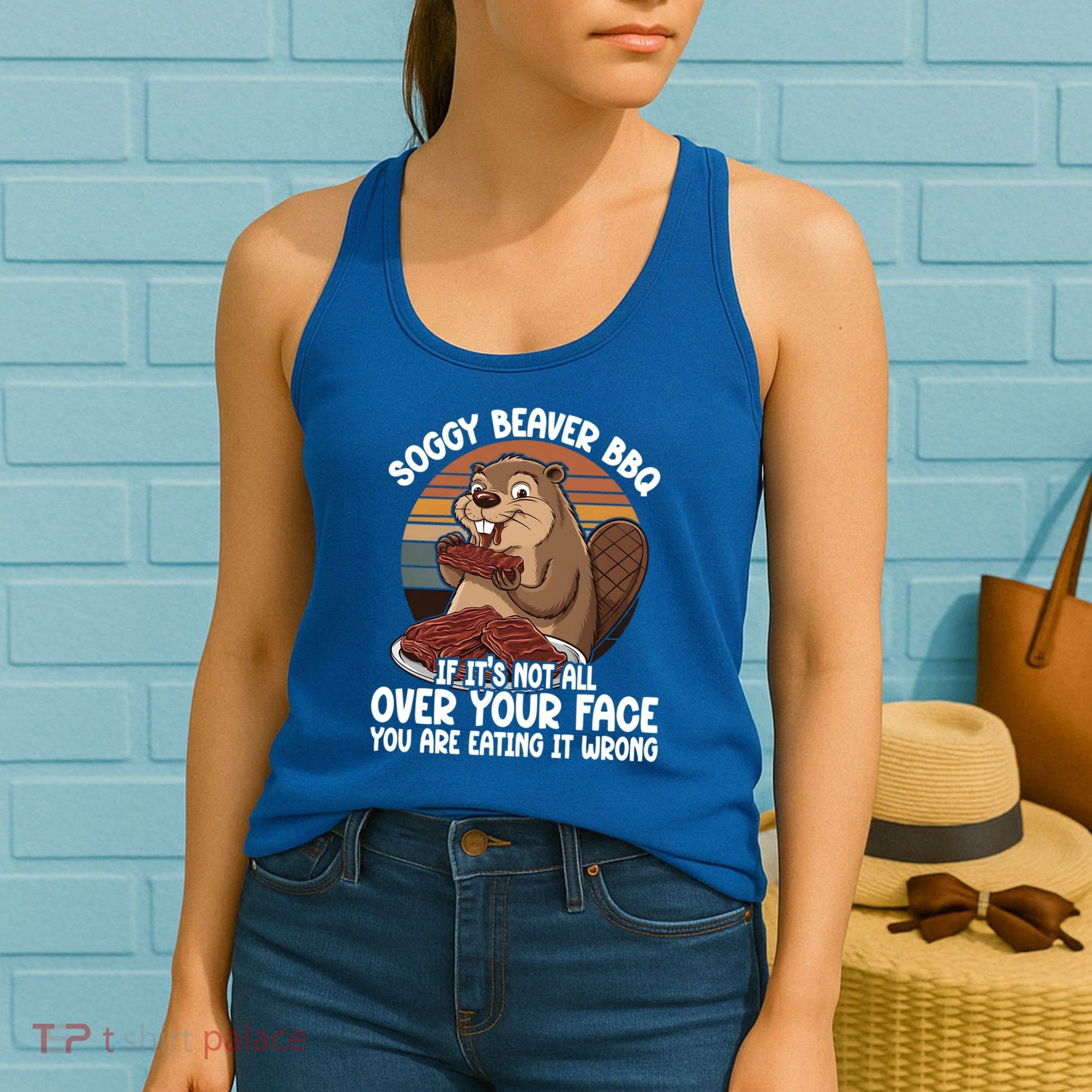 Soggy Beaver BBQ If It's Not All Over Your Face Beaver Women's Tank Top