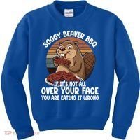 Soggy Beaver BBQ If It's Not All Over Your Face Beaver Kids Sweatshirt thumb 0