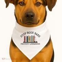 Stop Book Bans Librarian USA-Made Doggie Bandana thumb 1