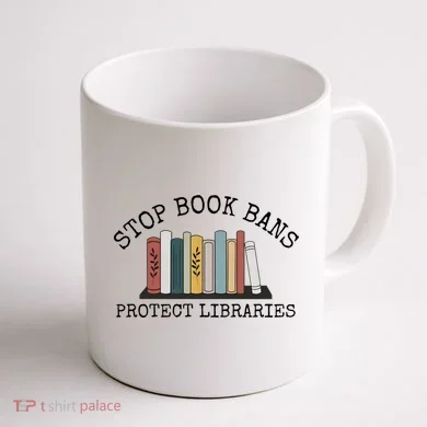 Stop Book Bans Librarian Coffee Mug back