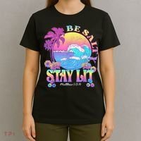 Summer Beach Be Salty Stay Lit Matthew 5:13 14 T-Shirt thumb 4