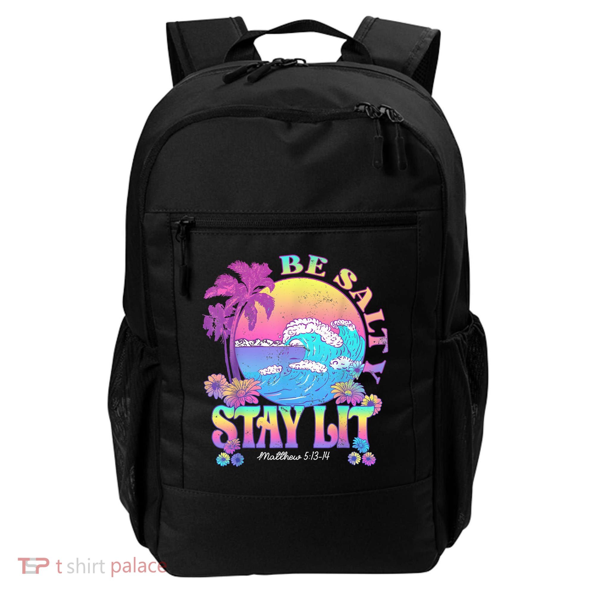 Summer Beach Be Salty Stay Lit Matthew 5:13 14 Backpack