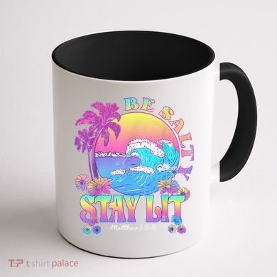 Summer Beach Be Salty Stay Lit Matthew 5:13 14 Coffee Mug back