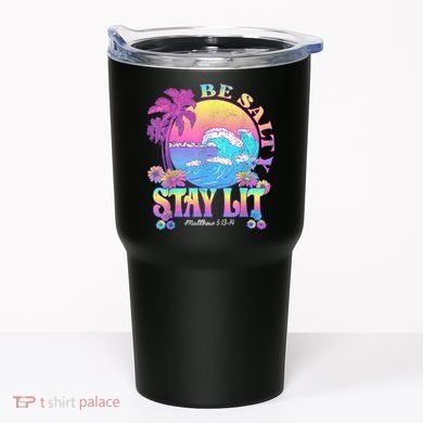 Summer Beach Be Salty Stay Lit Matthew 5:13 14 Tumbler