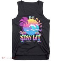 Summer Beach Be Salty Stay Lit Matthew 5:13 14 Tank Top thumb 0