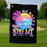 Summer Beach Be Salty Stay Lit Matthew 5:13 14 Golf Towel thumb 1
