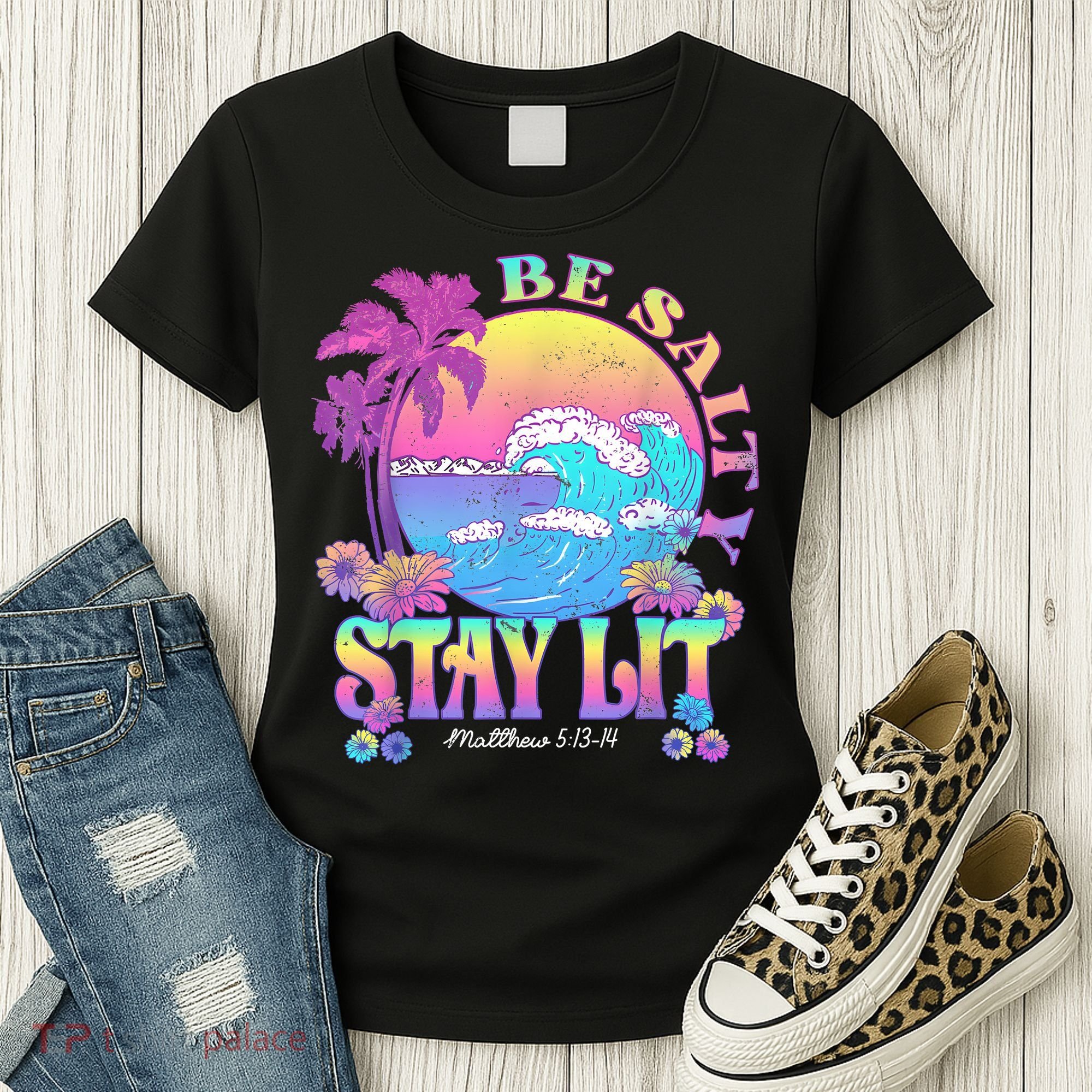 Summer Beach Be Salty Stay Lit Matthew 5:13 14 Women's T-Shirt