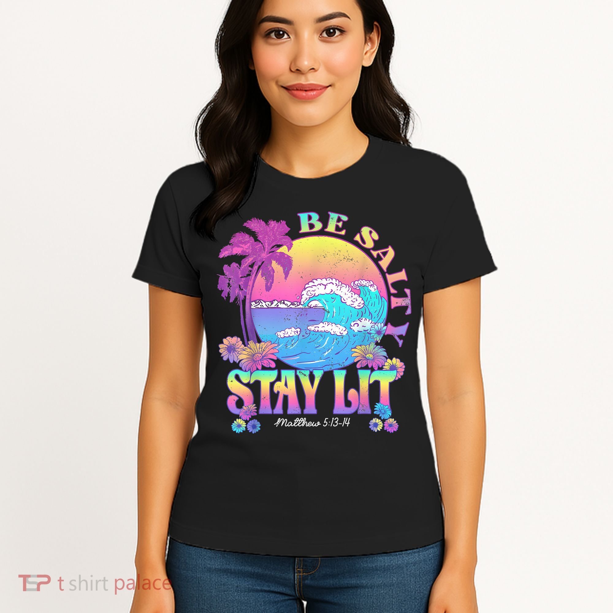 Summer Beach Be Salty Stay Lit Matthew 5:13 14 Women's T-Shirt