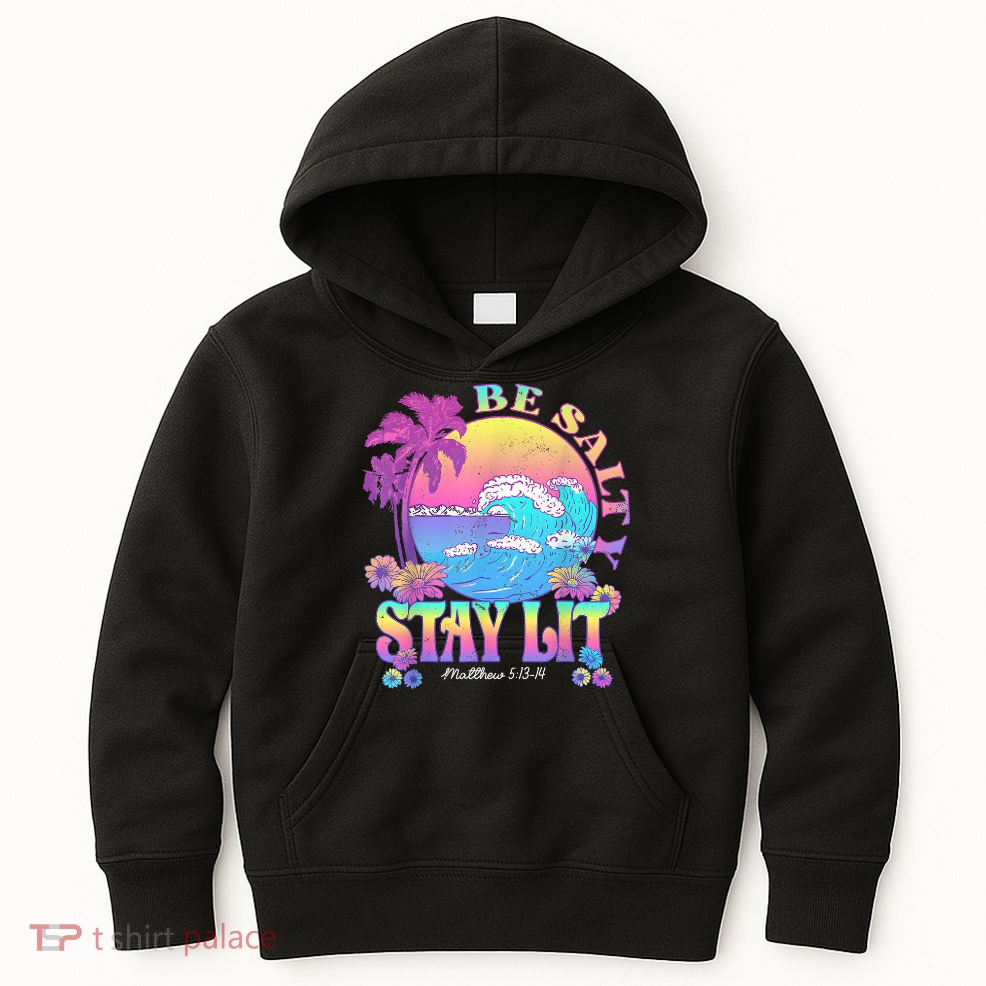 Summer Beach Be Salty Stay Lit Matthew 5:13 14 Kids Hoodie