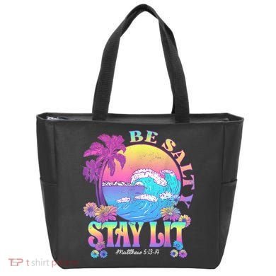 Summer Beach Be Salty Stay Lit Matthew 5:13 14 Tote Bag