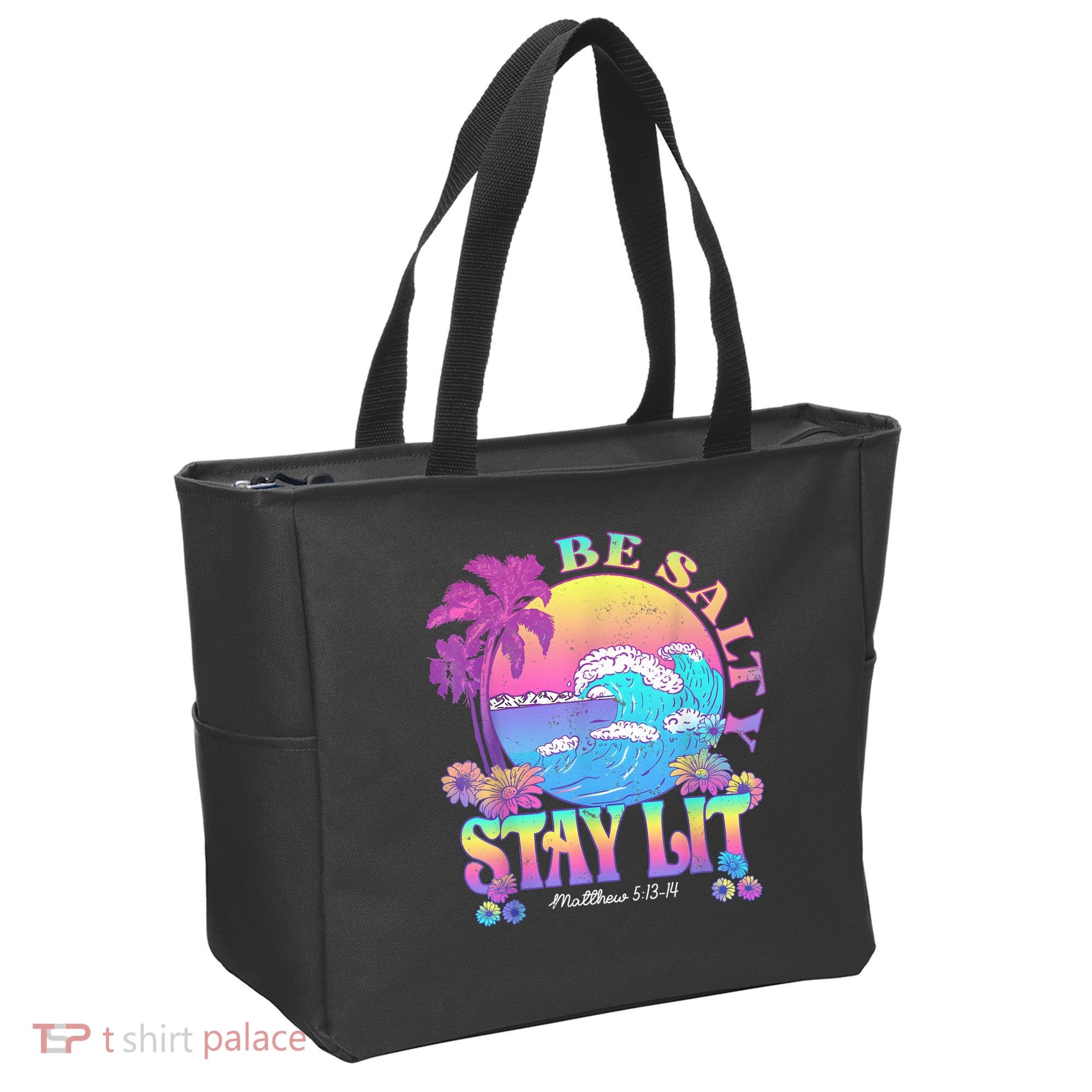 Summer Beach Be Salty Stay Lit Matthew 5:13 14 Tote Bag
