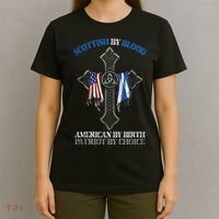 Scottish By Blood American By Birth Cross Flag T-Shirt thumb 4