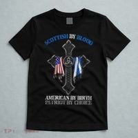 Scottish By Blood American By Birth Cross Flag T-Shirt thumb 5