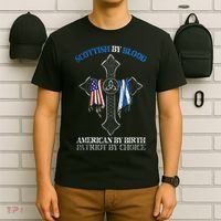 Scottish By Blood American By Birth Cross Flag T-Shirt thumb 6