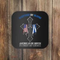 Scottish By Blood American By Birth Cross Flag Coaster thumb 0