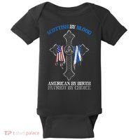 Scottish By Blood American By Birth Cross Flag Baby Bodysuit thumb 0