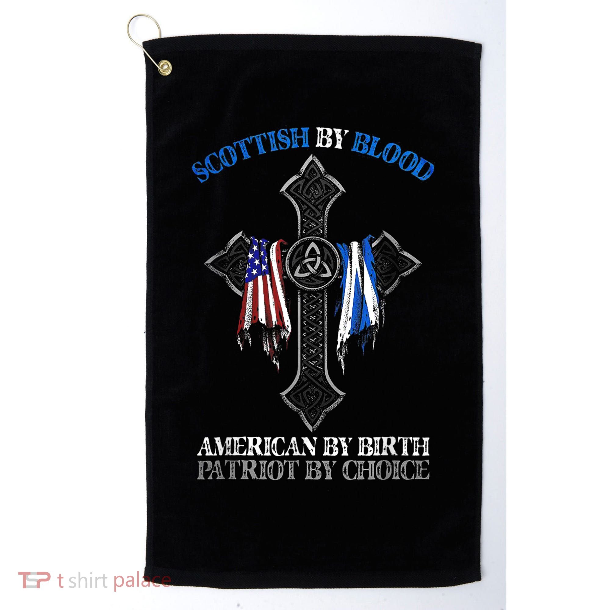 Scottish By Blood American By Birth Cross Flag Golf Towel
