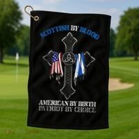 Scottish By Blood American By Birth Cross Flag Golf Towel thumb 1