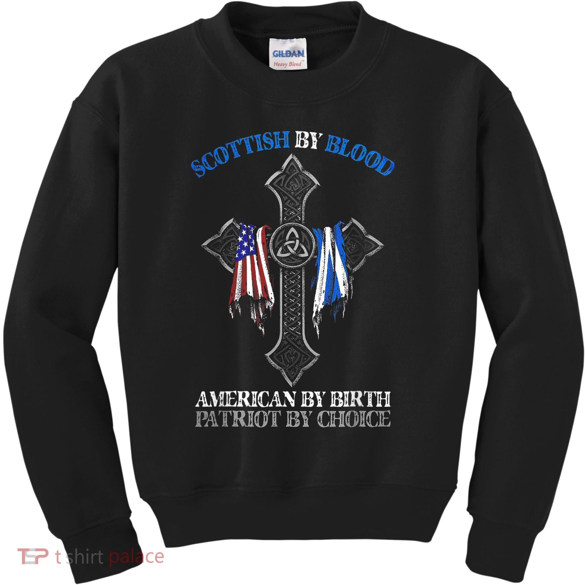Scottish By Blood American By Birth Cross Flag Kids Sweatshirt