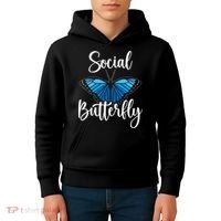 Social Butterfly Behavior Extroverted Extrovert Kids Hoodie thumb 4