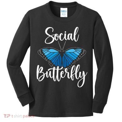 Social Butterfly Behavior Extroverted Extrovert Kids Long Sleeve Shirt