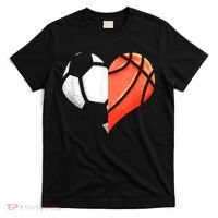 Soccer Basketball Ball Heart Football Valentines Day T-Shirt thumb 0