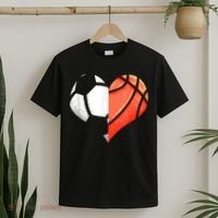Soccer Basketball Ball Heart Football Valentines Day T-Shirt thumb 2