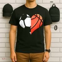 Soccer Basketball Ball Heart Football Valentines Day T-Shirt thumb 6