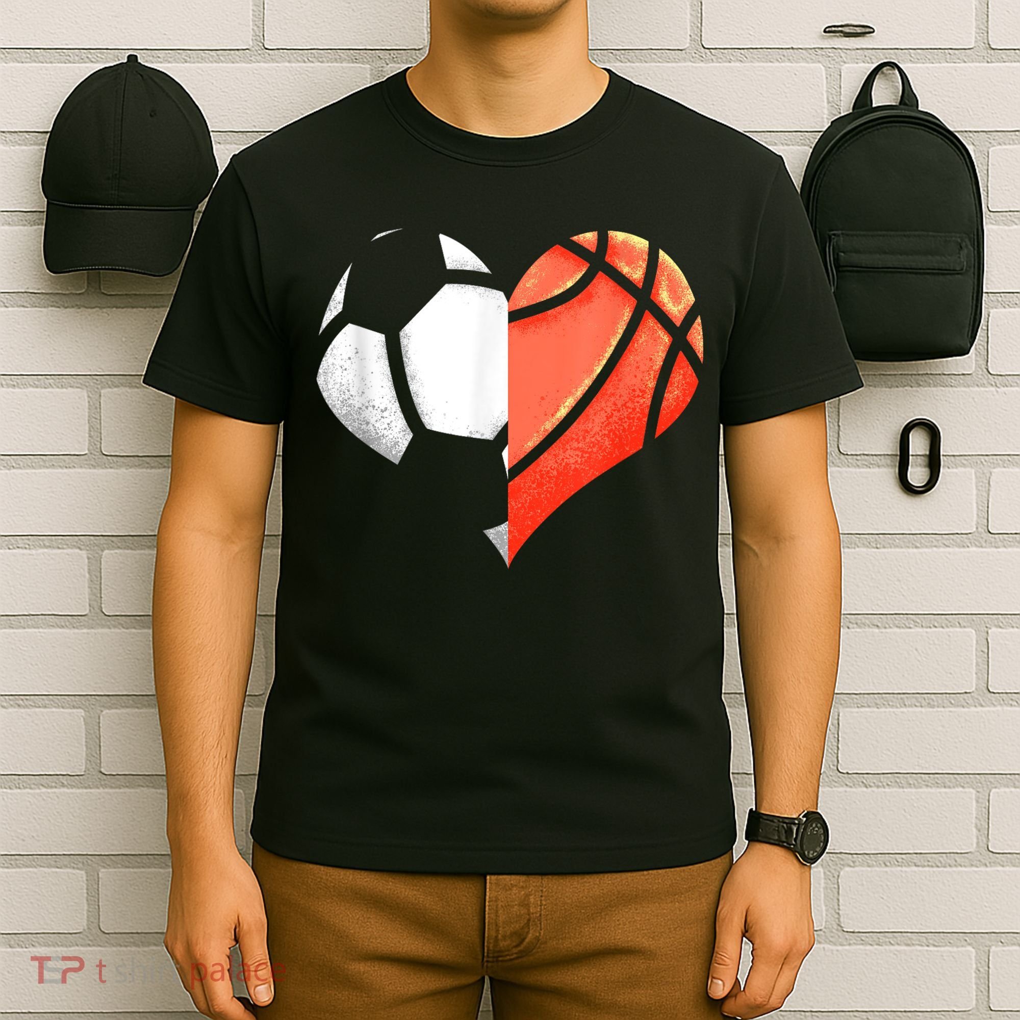 Soccer Basketball Ball Heart Football Valentines Day T-Shirt