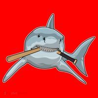 Shark Baseball Baseball Bat Sports Gift Santa Hat thumb 1