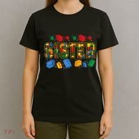 Sister Brick Builder Funny Blocks Master Builder T-Shirt thumb 4