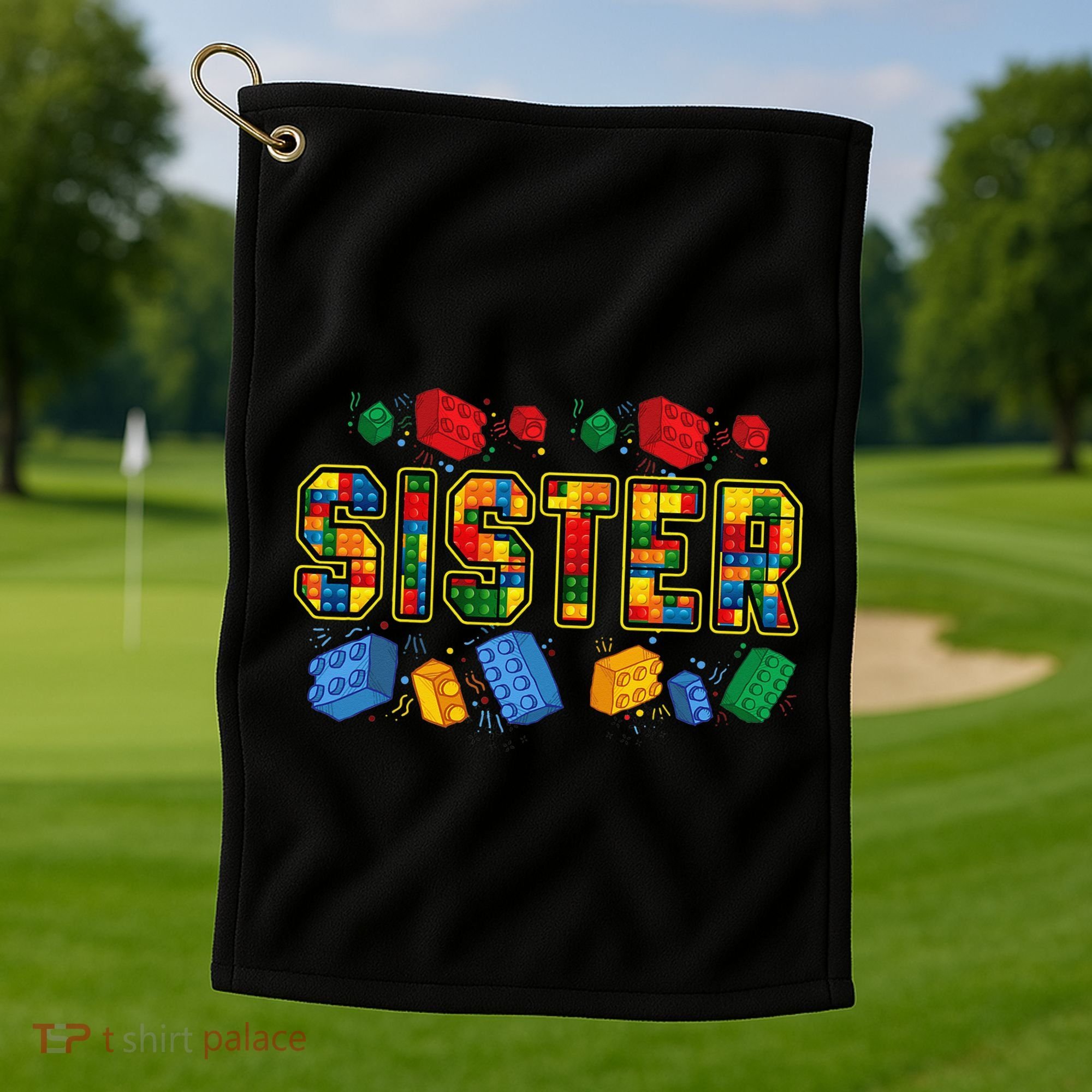 Sister Brick Builder Funny Blocks Master Builder Golf Towel