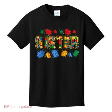 Sister Brick Builder Funny Blocks Master Builder Kids T-Shirt