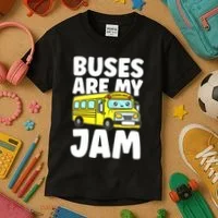 School Bus Buses Are My Jam Kids T-Shirt thumb 3