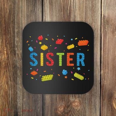 Sister Building Blocks Birthday Boy Coaster