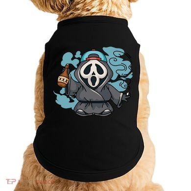 Skeleton Beer Cigar Funny Halloween Doggie Tank
