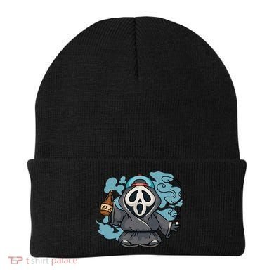 Skeleton Beer Cigar Funny Halloween Beanie