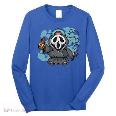 Skeleton Beer Cigar Funny Halloween Long Sleeve Shirt