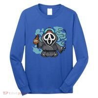Skeleton Beer Cigar Funny Halloween Long Sleeve Shirt thumb 0