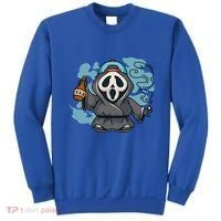 Skeleton Beer Cigar Funny Halloween Sweatshirt thumb 0