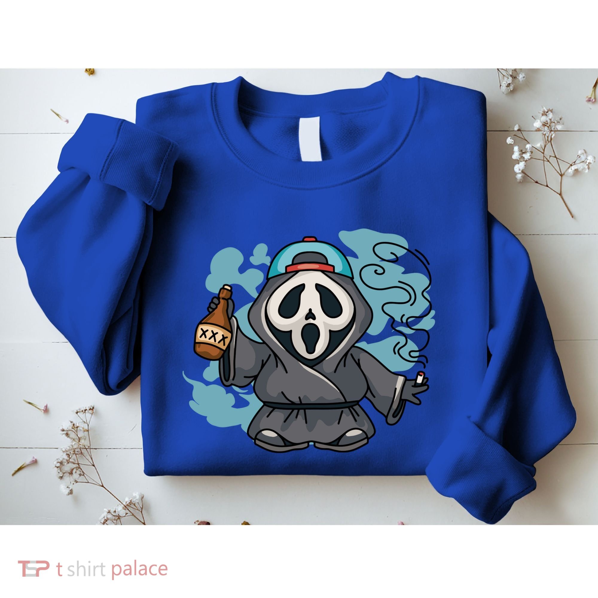 Skeleton Beer Cigar Funny Halloween Sweatshirt