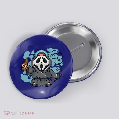 Skeleton Beer Cigar Funny Halloween Button